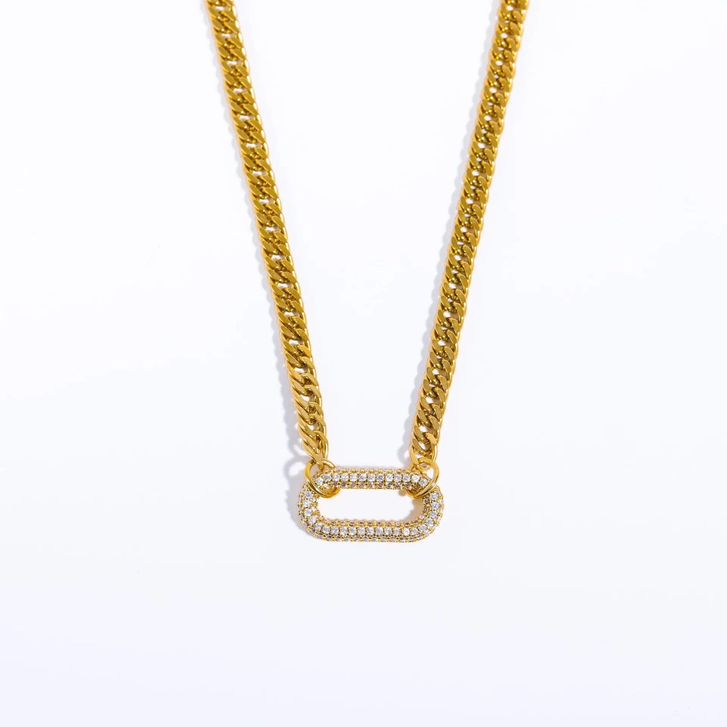 Gold Pave Link Cuban Set