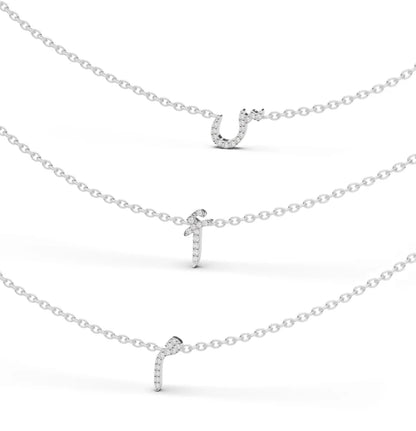 18k Arabic Initial Lab Diamond Necklace (White, Rose, Yellow)