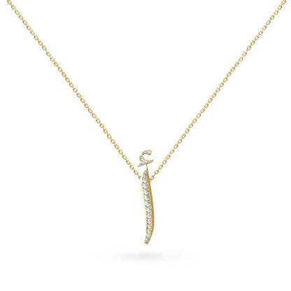 18k Arabic Initial Lab Diamond Necklace (White, Rose, Yellow)