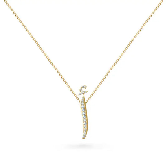 18k Arabic Initial Lab Diamond Necklace (White, Rose, Yellow)