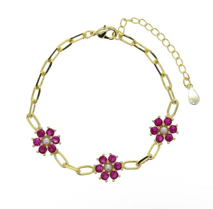 Gold Alexis Paperclip Bracelet (Blue, White, Green, Pink)