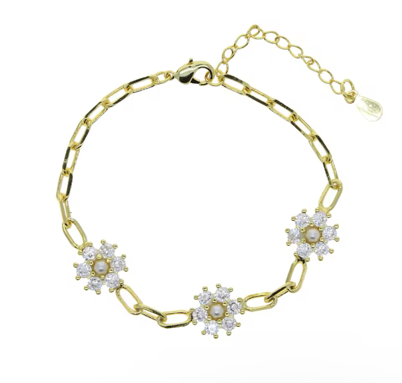 Gold Alexis Paperclip Bracelet (Blue, White, Green, Pink)