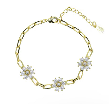 Gold Alexis Paperclip Bracelet (Blue, White, Green, Pink)