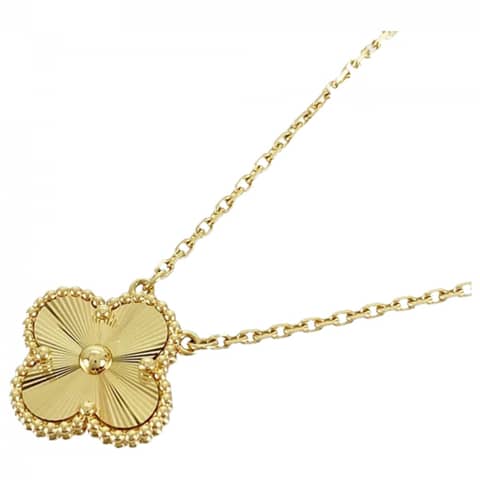 Gold Vintage Laser Cut Floating Pendant Necklace (925)