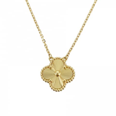 Gold Vintage Laser Cut Floating Pendant Necklace (925)