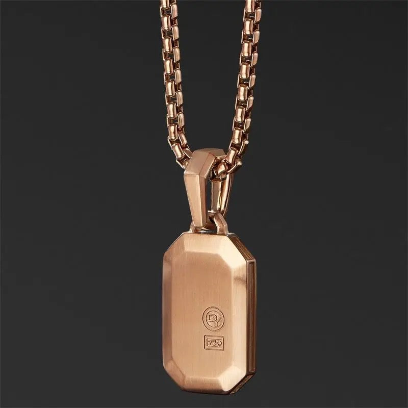 Mens Pave Cognac Amulet Necklace (65cm)