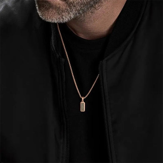 Mens Pave Cognac Amulet Necklace (65cm)