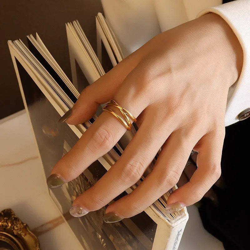 Gold Triple Layer Adjustable Ring