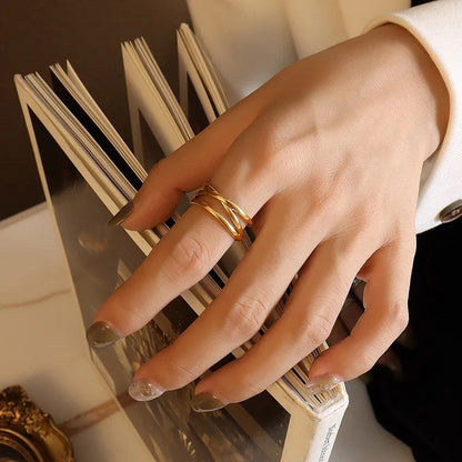 Gold Triple Layer Adjustable Ring