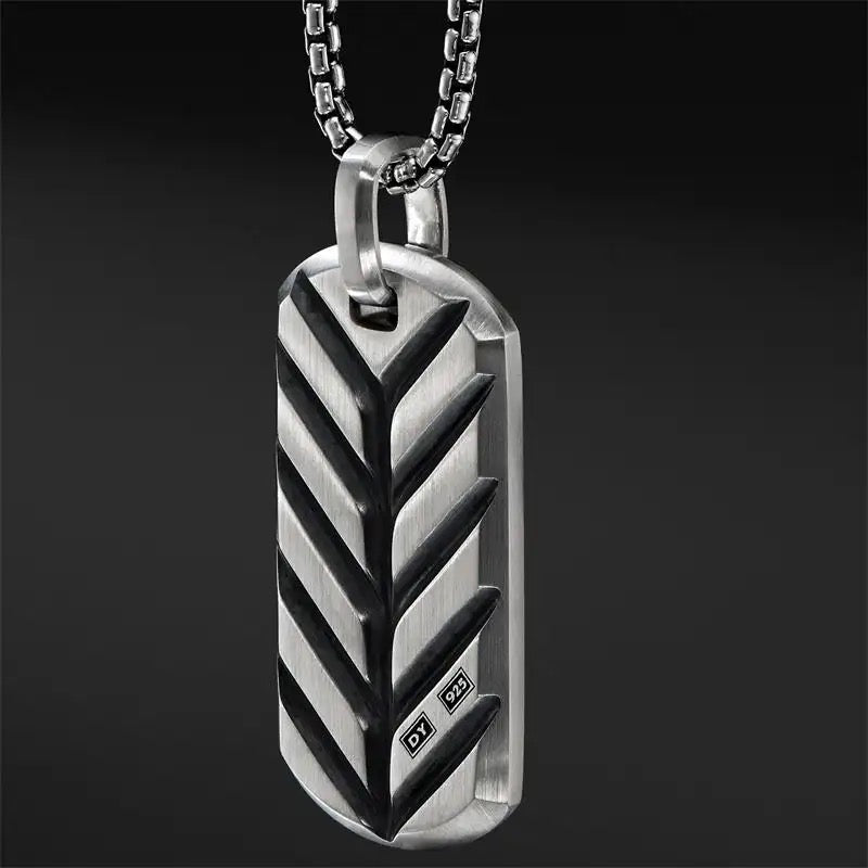 Mens Ebony Pave Amulet Necklace (65cm)