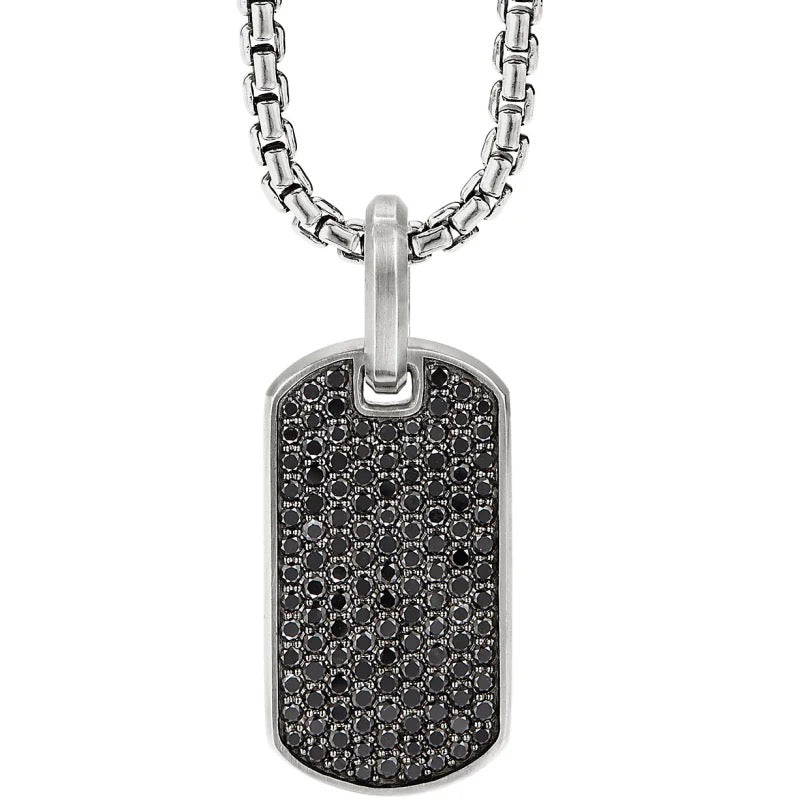 Mens Ebony Pave Amulet Necklace (65cm)