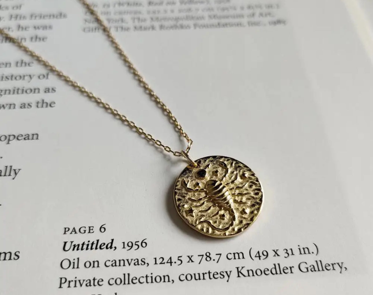 Gold Embossed Star Sign Disc Necklace  (925, Gold Vermeil)