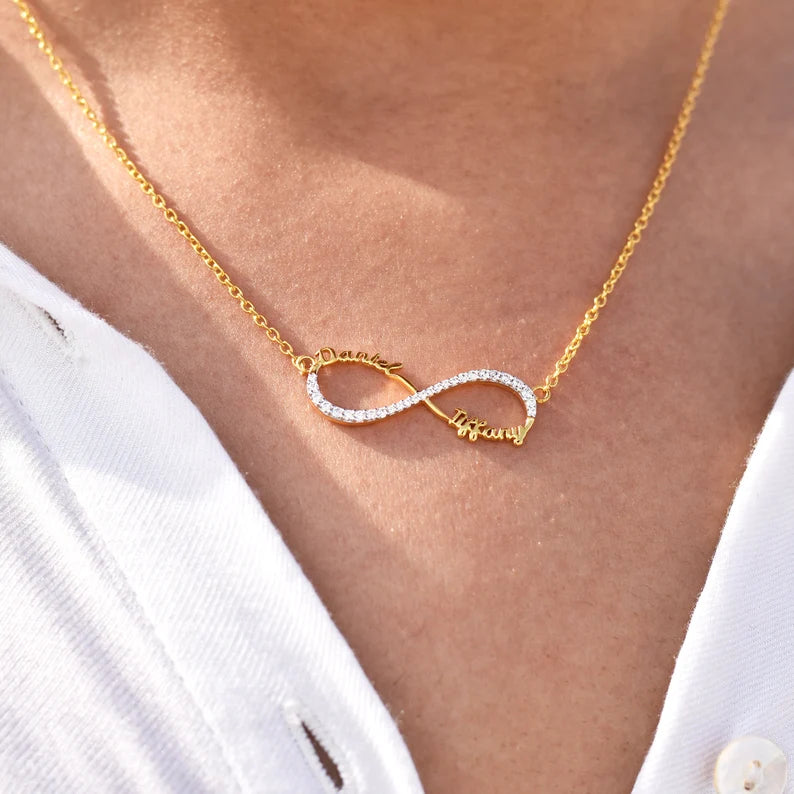 Personalised Lab Diamond Infinity Nameplate (14k, 925 Vermeil)