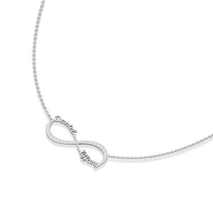 Personalised Lab Diamond Infinity Nameplate (14k, 925 Vermeil)