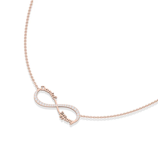 Personalised Lab Diamond Infinity Nameplate (14k, 925 Vermeil)