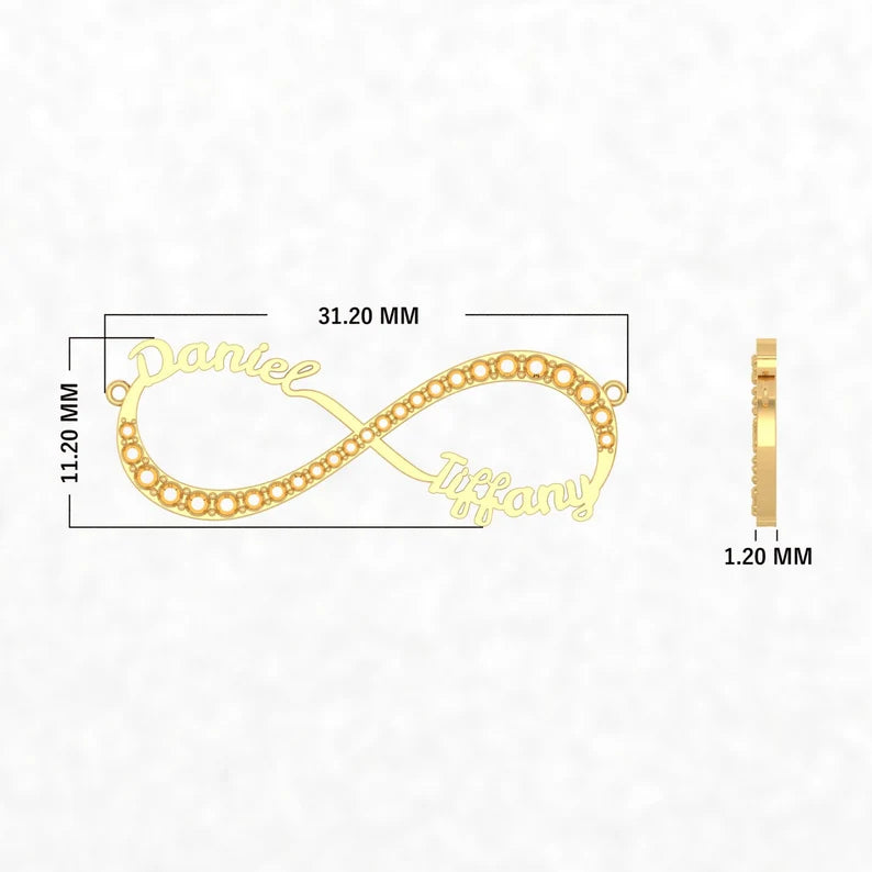 Personalised Lab Diamond Infinity Nameplate (14k, 925 Vermeil)