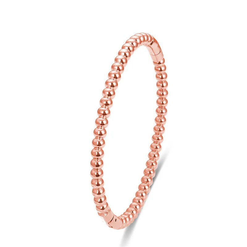 Ball Textured Oval Bangle (Gold, Silver, Rose)