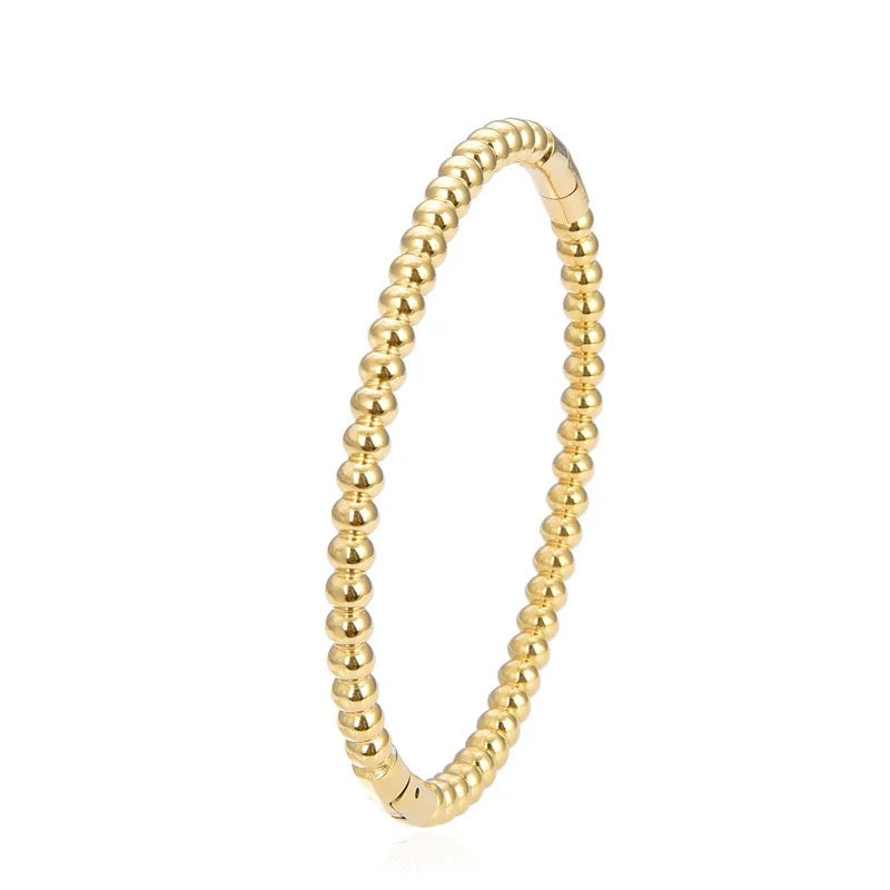 Ball Textured Oval Bangle (Gold, Silver, Rose)