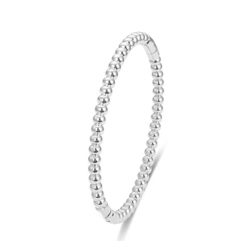 Ball Textured Oval Bangle (Gold, Silver, Rose)