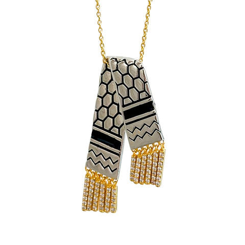 Sparkling Kuffiyeh Tassle Drop Necklace