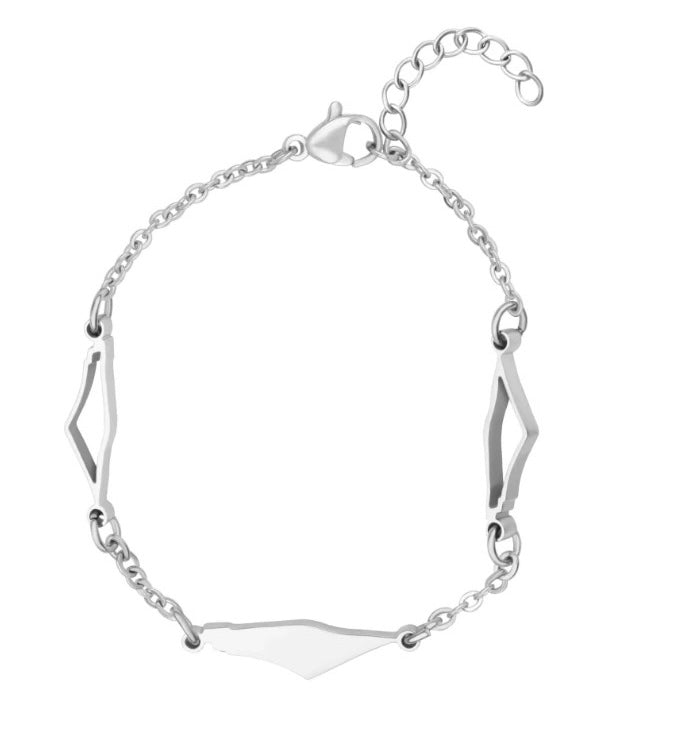 Silver Triple Map Palestine Bracelet