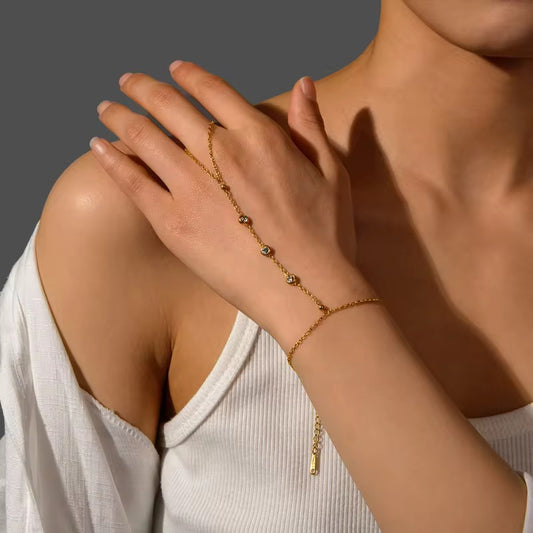 Gold Cubic Intrigue Hand Drape Chain