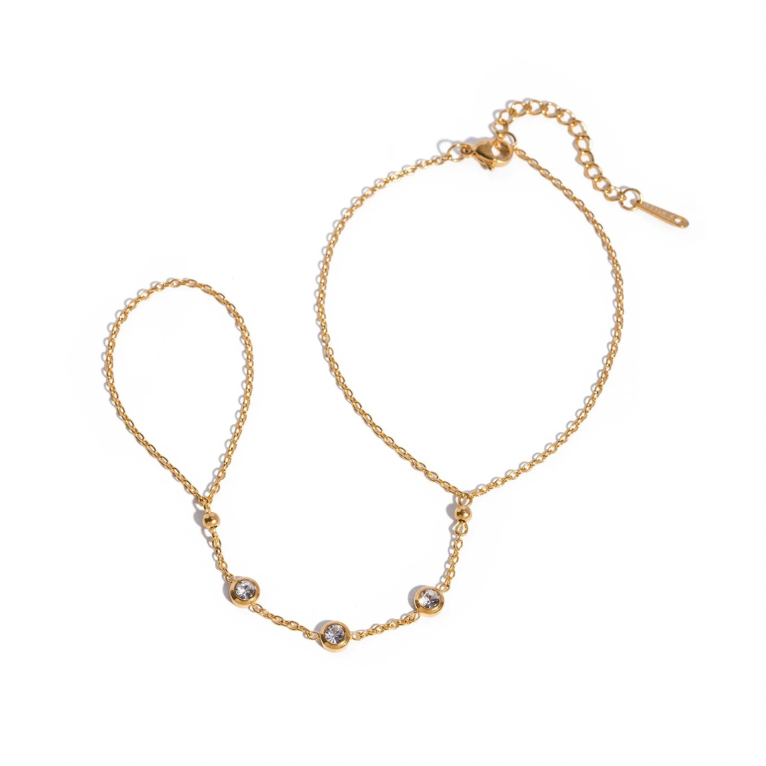 Gold Cubic Intrigue Hand Drape Chain