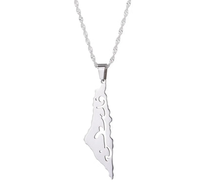 Silver Arabic Engraved Filasteen Necklace (50cm)
