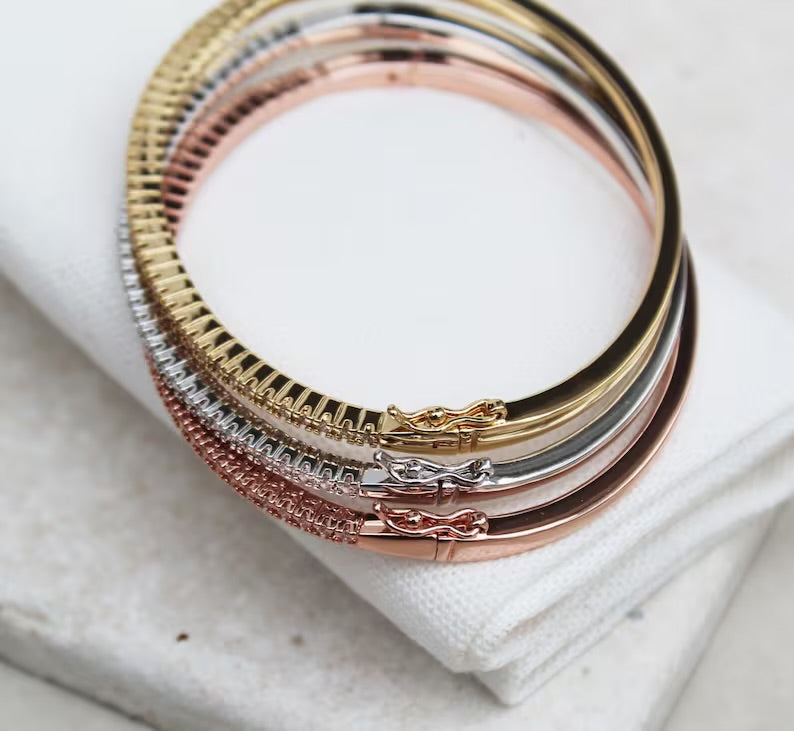 Classic Micro Pave Tennis Bangle (Gold, Silver, Rose)