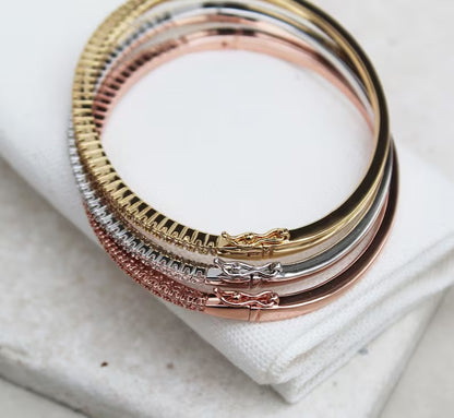 Classic Micro Pave Tennis Bangle (Gold, Silver, Rose)