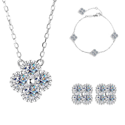 Silver Moissanite Clover Set (925, 4.8 TCW)