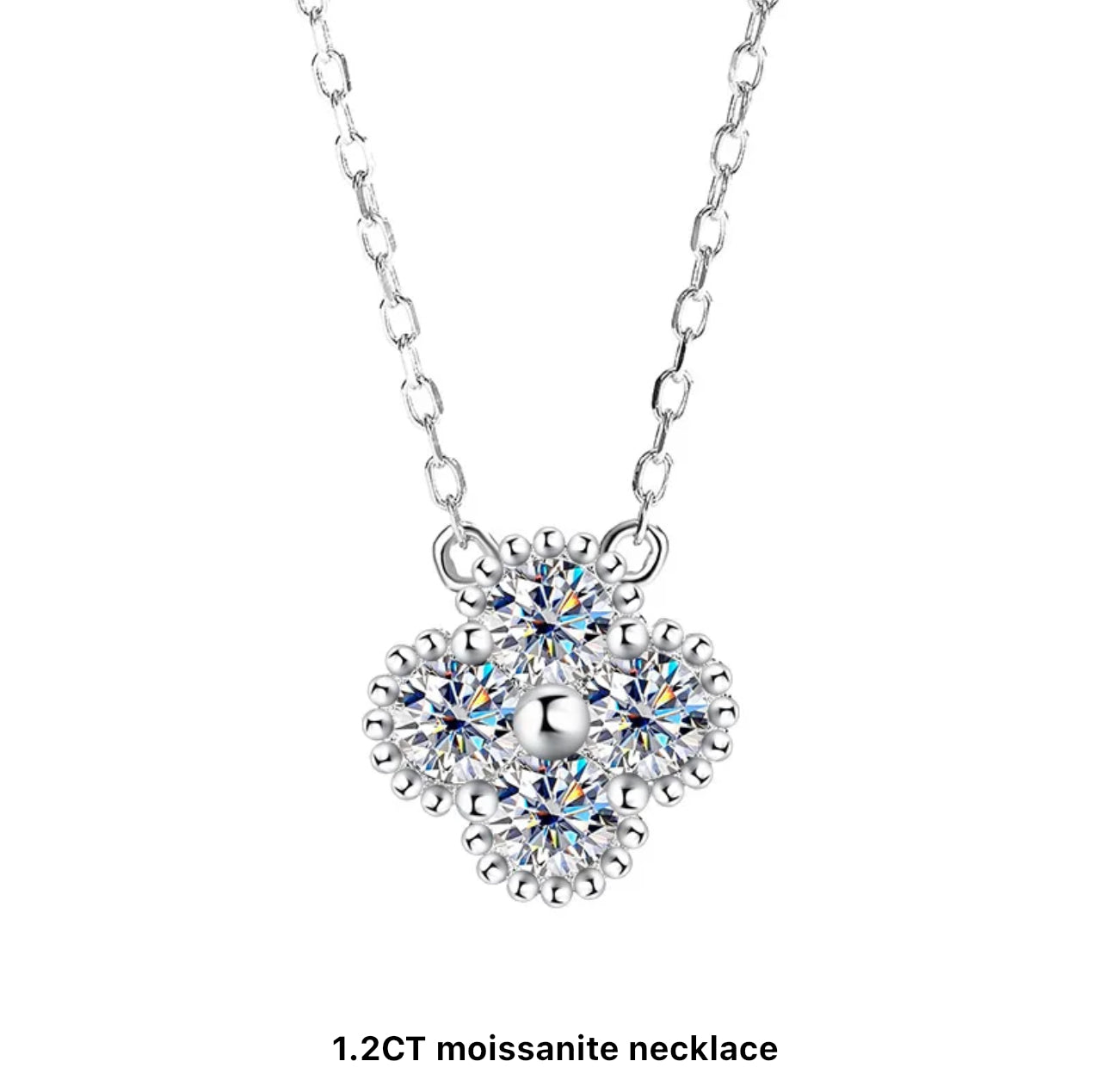 Silver Moissanite Clover Set (925, 4.8 TCW)