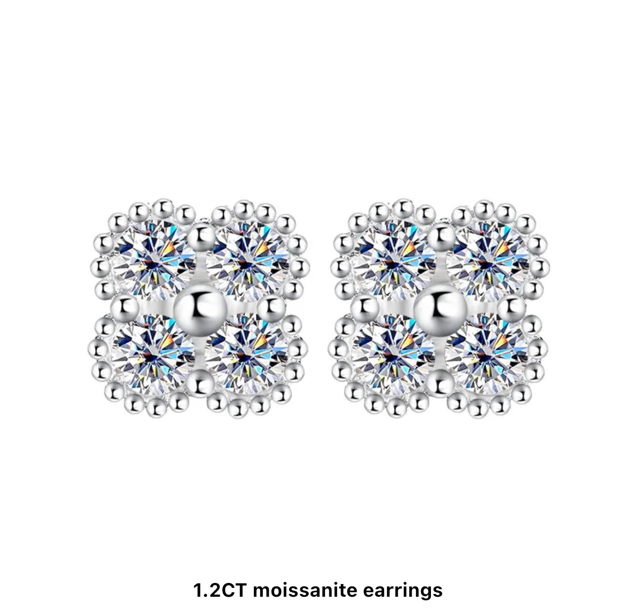 Silver Moissanite Clover Set (925, 4.8 TCW)