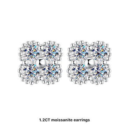Silver Moissanite Clover Set (925, 4.8 TCW)