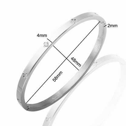 Silver 4 Point Clover Bangle