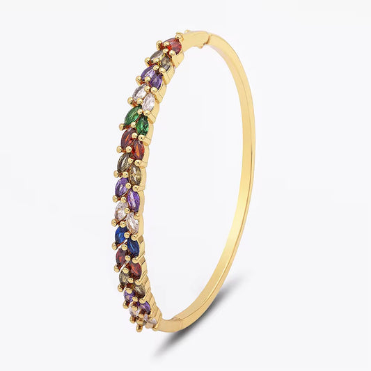 Braided Marquise Rainbow Bangle (Mix Metal, 18k Plating)