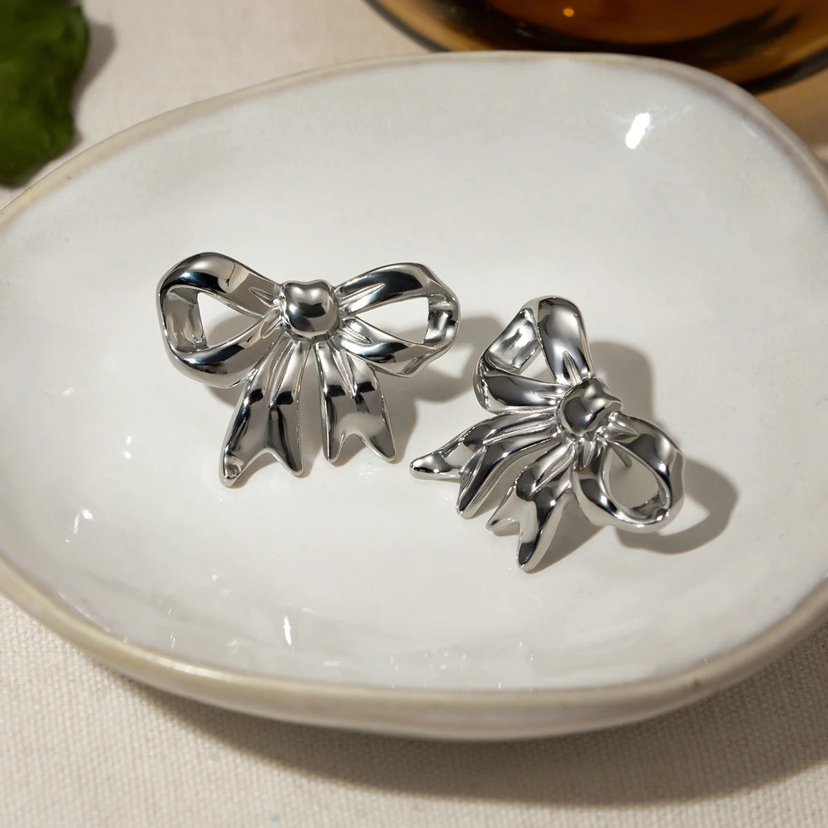 All Wrapped Up Exaggerated Bow Earring (Gold & Silver)