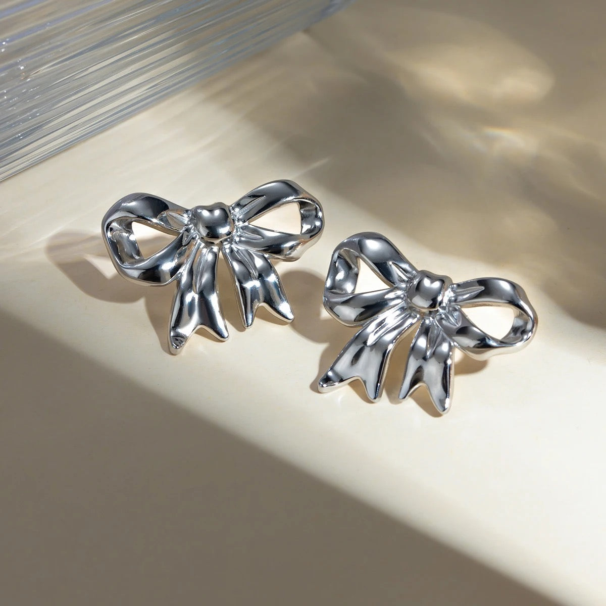 All Wrapped Up Exaggerated Bow Earring (Gold & Silver)
