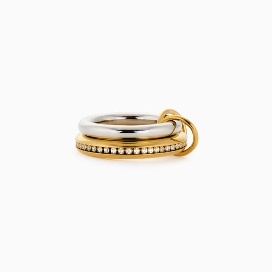 Spinelli Inspired Gold & Silver 2 Layer Cubic Zirconia Ring