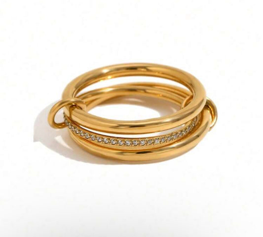Spinelli Inspired Gold 3 Layer Cubic Ring