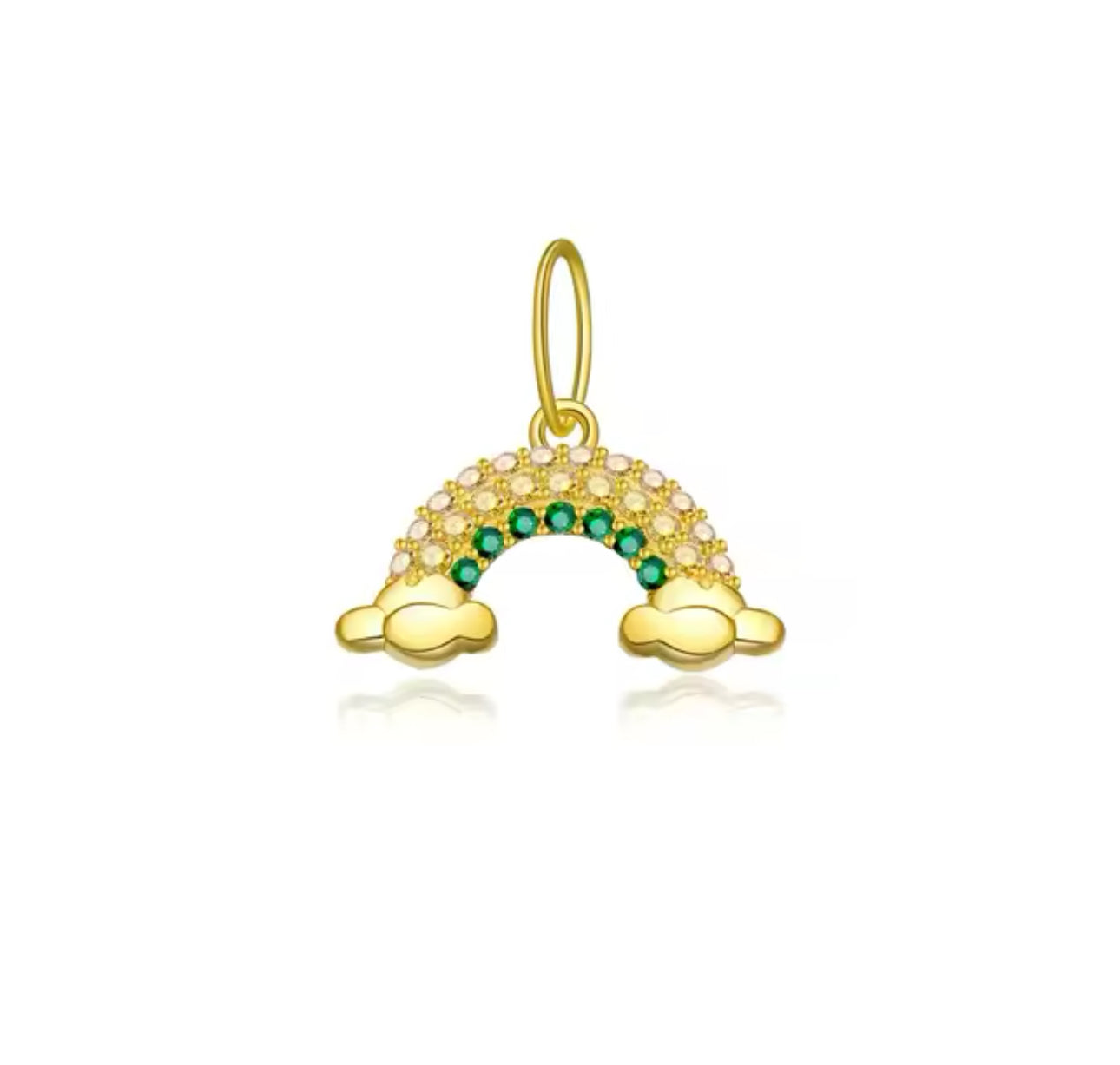 Baby Pink & Rainbow Emerald Charm (925,Vermeil)