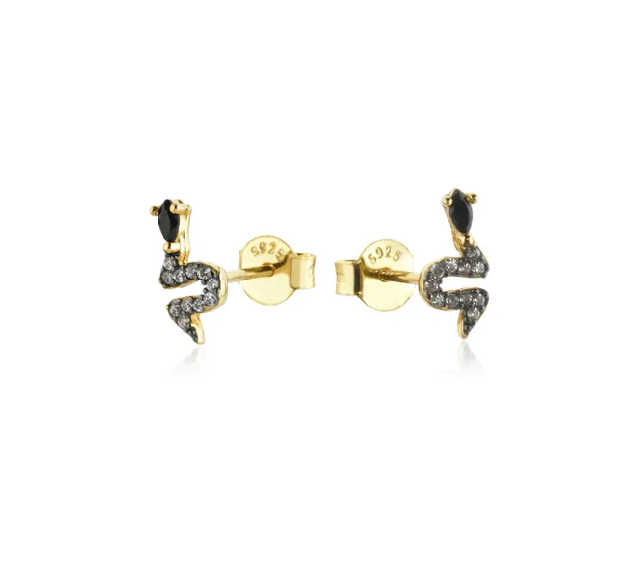 Ebony Serpentine Pave Stud Earring (925)