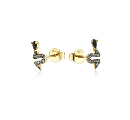 Ebony Serpentine Pave Stud Earring (925)