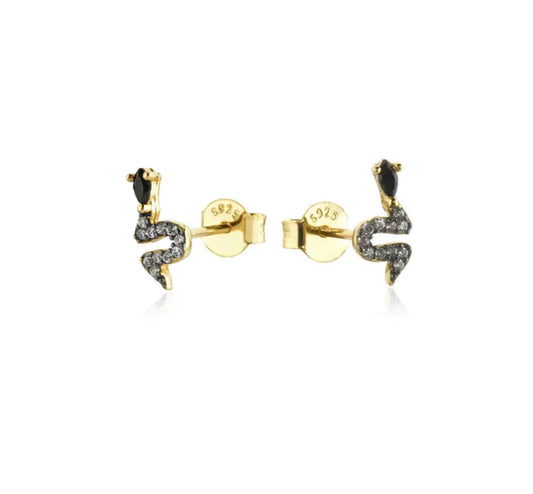 Ebony Serpentine Pave Stud Earring (925)