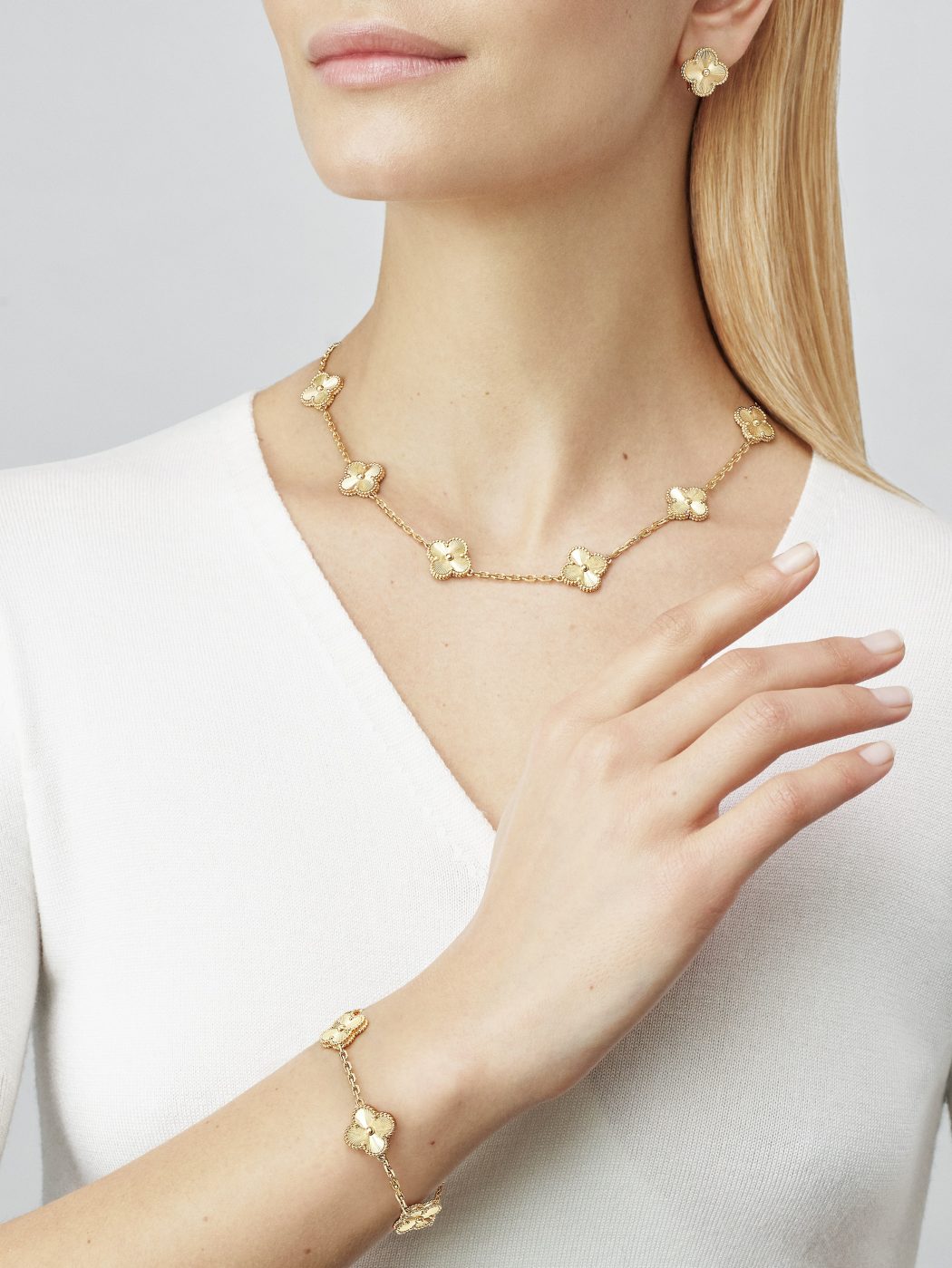 Gold Vintage Clover Necklace (925, 45cm heavyweight)