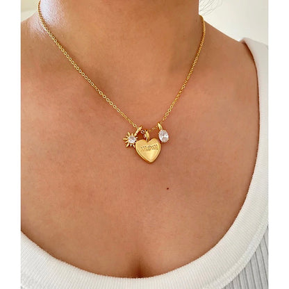 Gold Charm Mom Necklace (Stainless Steel)