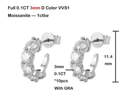 The Must Have Round Fitted Huggie 1/3 TCW Moissanite Earring (925, Vermeil)