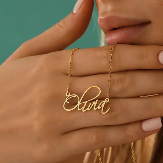 Personalised Nameplate Necklace (Gold, Silver, Rose)