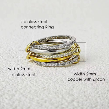 Spinelli Inspired Gold & Silver 5 Layer Triple Cubic Ring