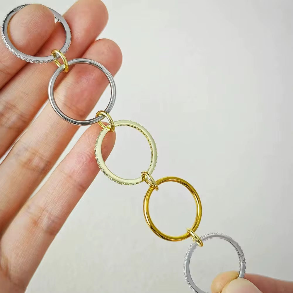 Spinelli Inspired Gold & Silver 5 Layer Triple Cubic Ring